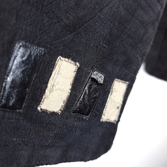 Anage Too vintage women's m black button down embellished sparkly geometric top - Picture 15 of 15